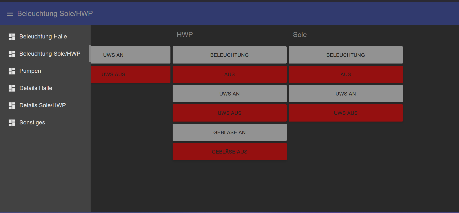 Node-RED Dashboard – Navigationsansicht