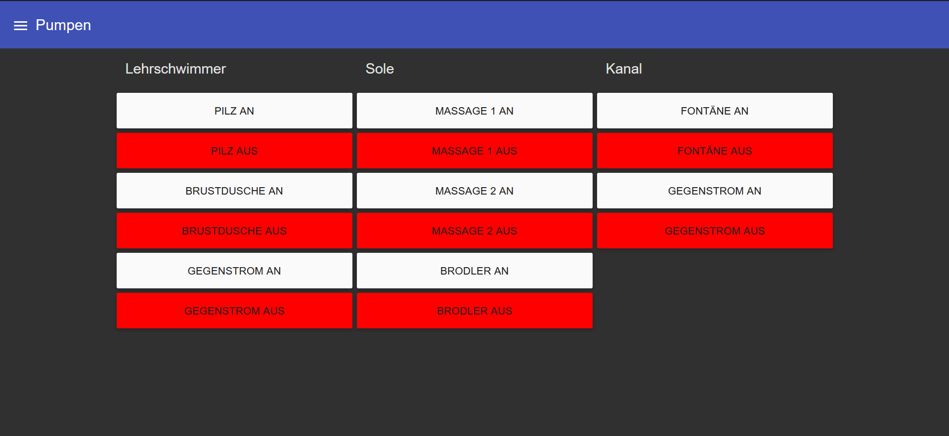 Node-RED Dashboard – Pumpensteuerung