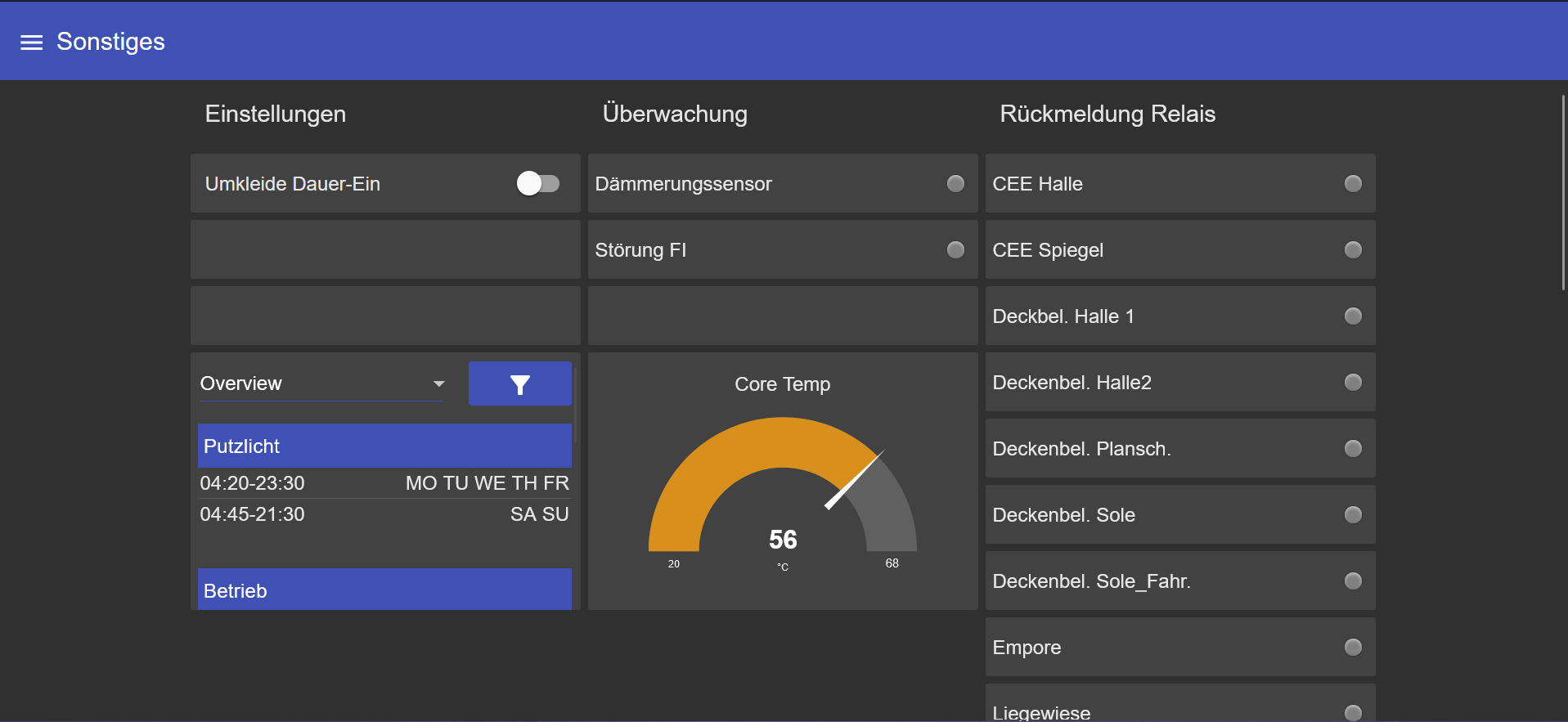 Node-RED Dashboard – Überwachung und Rückmeldungen